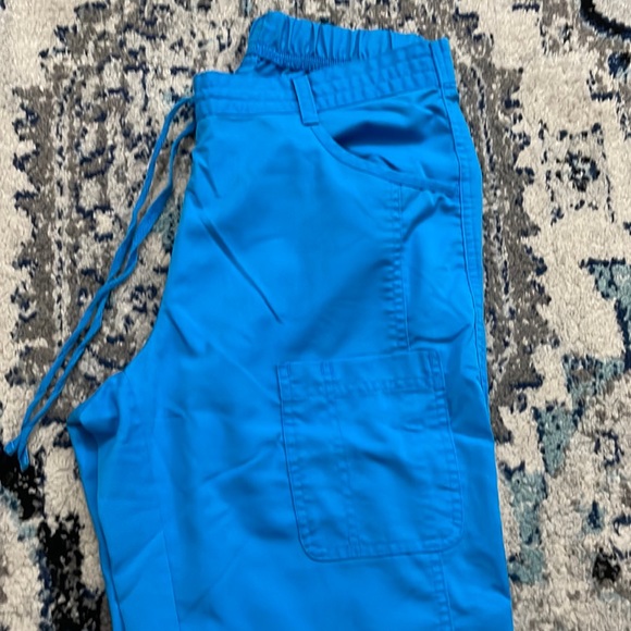 💰 3 for $25 🏷 Women NRG by Barco Stretch Turquoise Blue Scrub Pants sz Small - Picture 9 of 16
